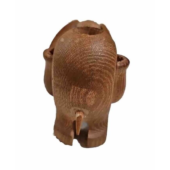 Elephant Toothpick Holders Wood Set of 2 Jungle Safari Animal MCM Boho VTG - Picture 4 of 11